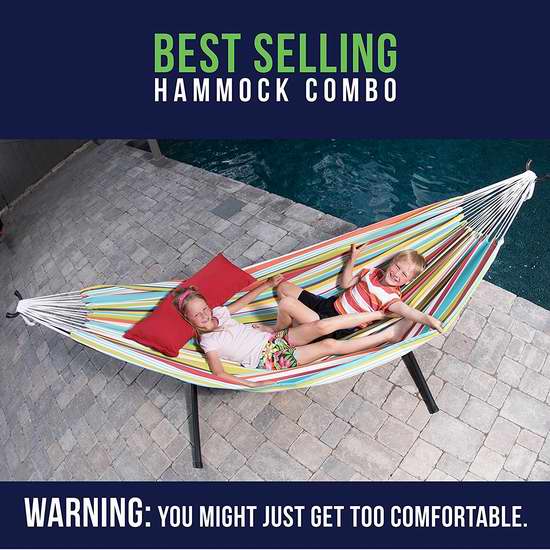 销量冠军！Vivere UHSDO9-24 双人吊床+金属支架套装5.7折 119.99加元起包邮！多色可选！