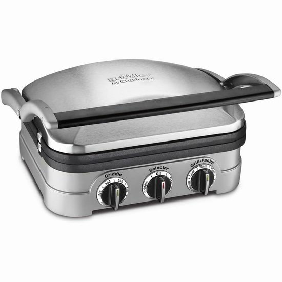 居家烧烤神器！Cuisinart CGR-4NC 五合一烧烤炉6.5折 84.94加元包邮！