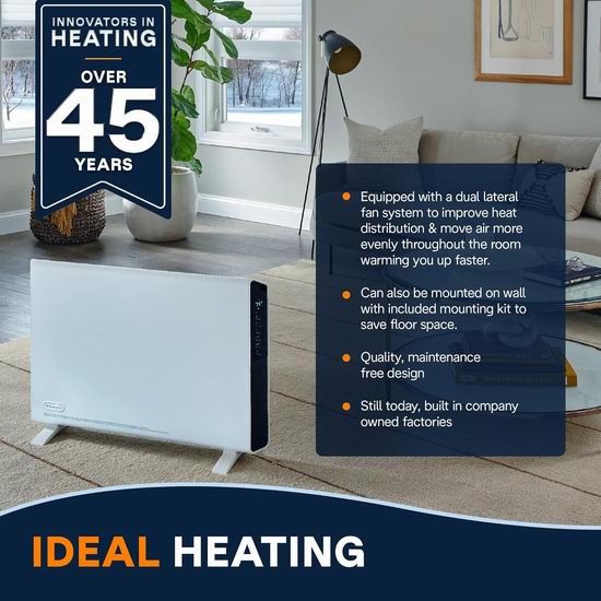 Delonghi 德龙 HCX9115E 超薄 立式/壁挂 电热取暖器6.9折 159.99加元包邮！