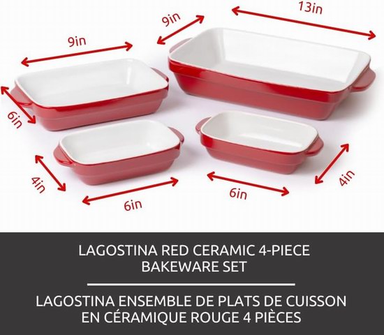 白菜速抢！Lagostina 拉歌蒂尼 陶瓷烘焙盘4件套2.1折 24.99加元！