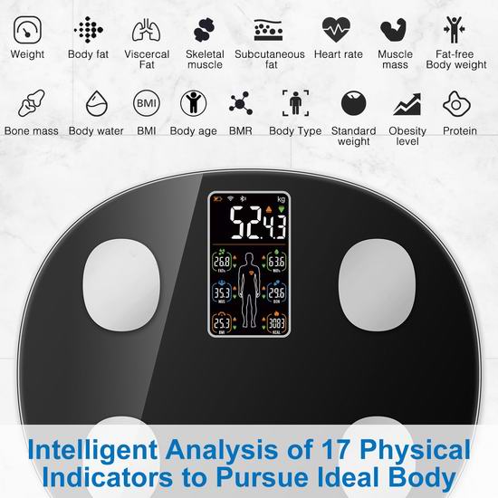 白菜价！历史新低！INSMART 超大屏显示 蓝牙智能体脂秤3.3折 19.99加元！可测心脏指数、身体平衡！