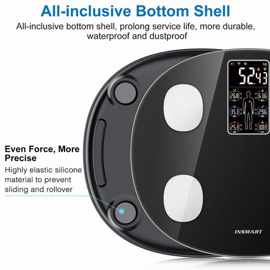 白菜价！历史新低！INSMART 超大屏显示 蓝牙智能体脂秤3.3折 19.99加元！可测心脏指数、身体平衡！