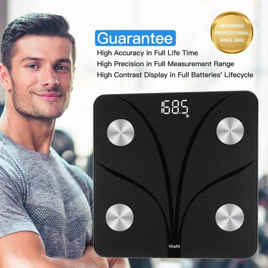 Vitafit 高精度蓝牙智能数字体脂/体重秤5.9折 19.99加元！