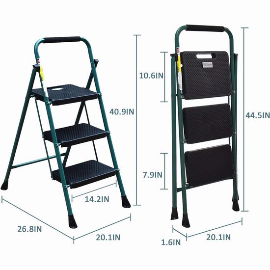 HBTower 可折叠3阶人字梯5.3折 57.99加元（原价 109.99加元）
