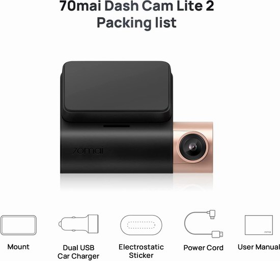 小米 70mai Dash Cam Lite 2 1080P全高清 行车记录仪 55.99加元限量特卖并包邮！