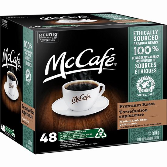 McCafé 麦咖啡 Premium Roast K-Cup 咖啡胶囊48粒  7.1折 24.27加元！单粒仅0.51加元！3款可选！