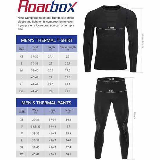 历史新低！Roadbox 男式保暖内衣+保暖裤套装5折 19.99加元起包邮！3款可选！