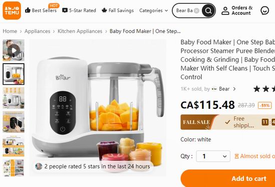 BEAR 小熊 全自动 蒸搅一体 多功能4.2折 69.99加元包邮！