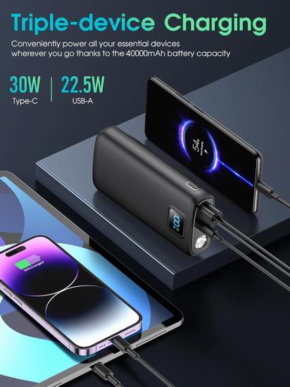 白菜价！LOVELEDI 40000mAh PD 30W 移动电源/充电宝1.7折 34.99加元包邮！