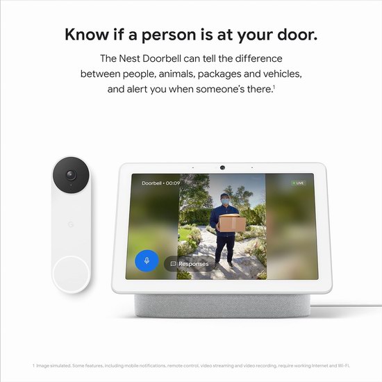 Google Nest Doorbell 第二代家庭安防智能可视门铃6.2折 149.99加元包邮！有线无线2款各2色可选！