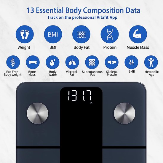 Vitafit 高精度蓝牙智能数字体脂/体重秤5.8折 20.71加元！