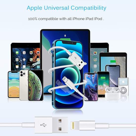 Naoeleii 6英尺 iPhone Lightning数据线3件套5折 6.99加元！