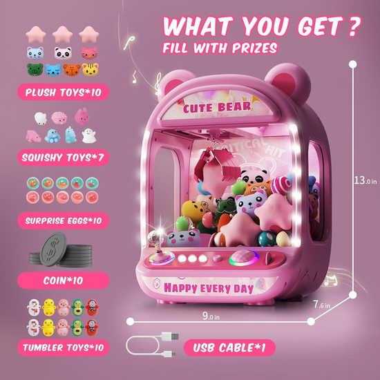 历史新低！Skirfy 超萌小熊 迷你夹娃娃抓娃娃机4.5折 30.59加元包邮！2色可选！