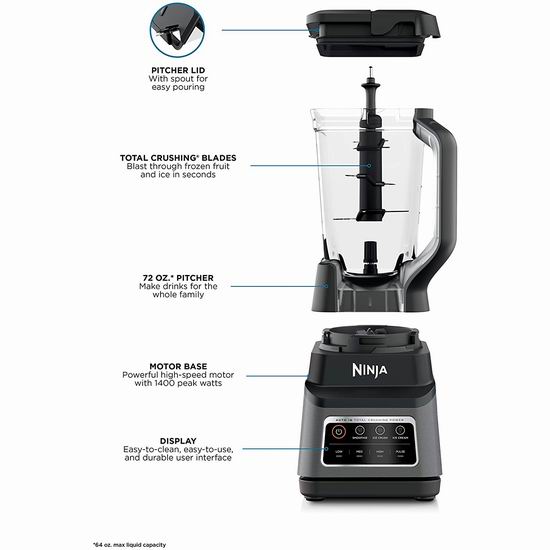 历史最低价！Ninja BN701C Professional Plus 专业家用多功能搅拌机5折 79.99加元包邮！