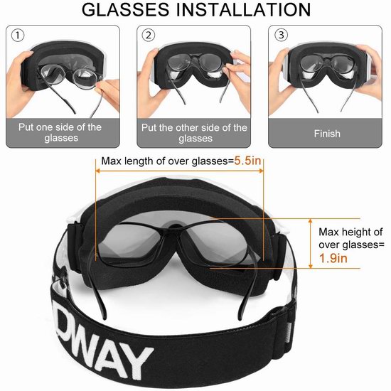 Findway OTG 成人儿童 防紫外线防雾滑雪护目镜5.7折 23.99加元！