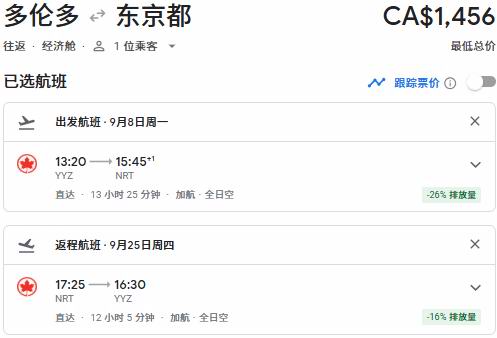 Air Canada 加航闪购！往返中国34、新加坡50、东京90、温哥华3、纽约9、夏威夷2、洛杉矶8、奥兰多1！