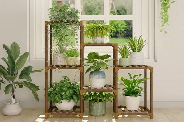 缩略图 | 狂打5.7折！Bamworld 天然碳化实木植物架/花盆架：原价$49.99，现价$28.49