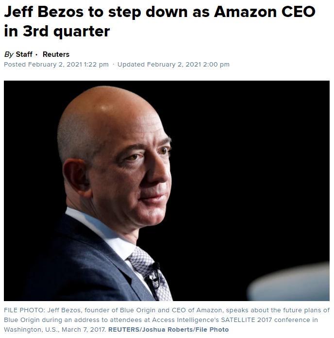 缩略图 | 美股大事件！亚马逊CEO突然宣布辞职，背后原因猜想！