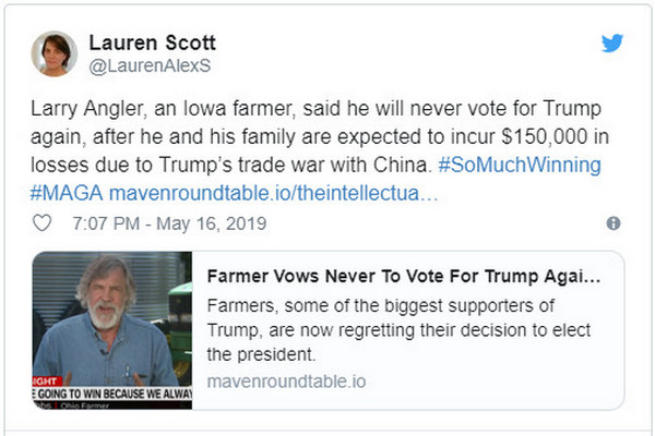 缩略图 | 美国农民大吐苦水：再也不会给特朗普投票！