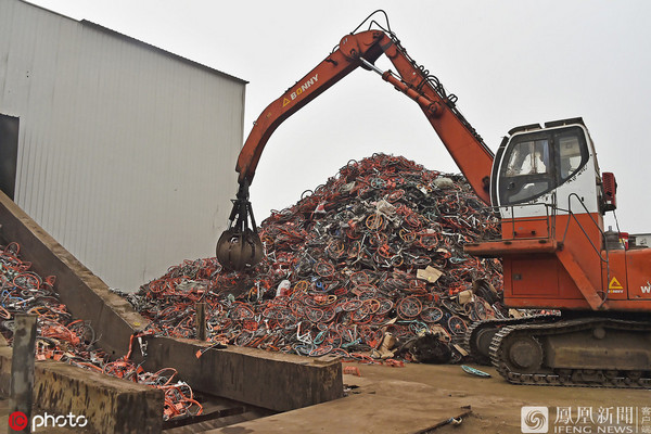 缩略图 | 共享单车大浪退潮 上万辆车像垃圾一般被粉碎