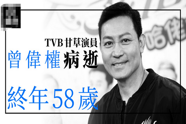 缩略图 | 香港演员曾伟权因肺癌去世，终年58岁​​​！